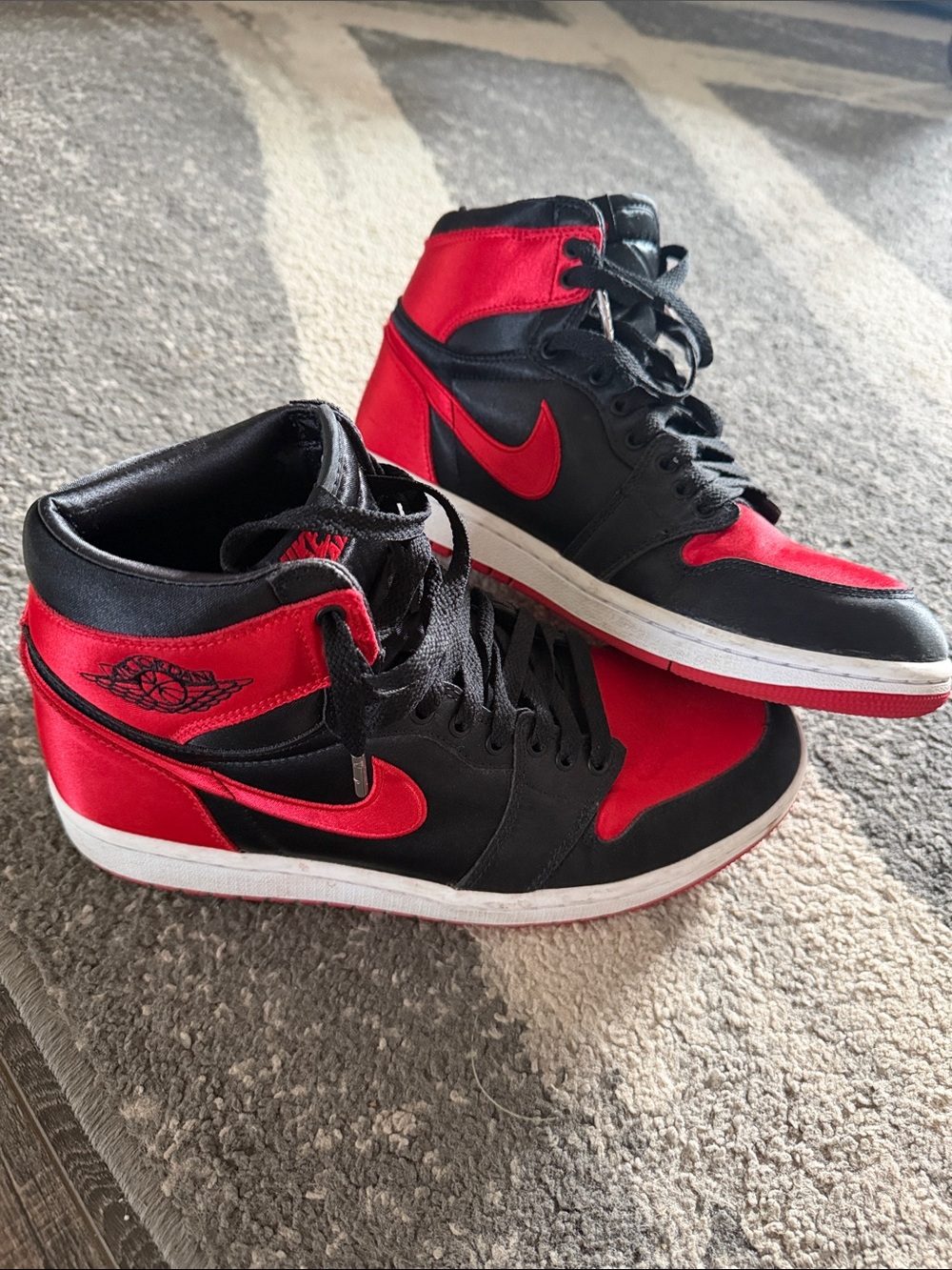 Nike Black and Red High-Top Sneakers